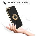 thumbnail image 4 of iPhone SE 2022 Case,iPhone SE 2020 Case,iPhone 8/7 Case with Rotatable Ring Holder Magnetic Kickstand Women Girls Slim Shockproof Protective Phone Cover for iPhone SE 3rd/2nd Gen, Black/Gold, 4 of 9