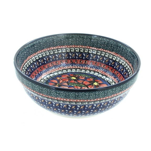 Blue Rose Polish Pottery Jungle Flower Cereal/Soup Bowl