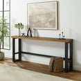 thumbnail image 2 of Linon Otis Sofa Bar Table Stained Wooden Top with Steel Frame in Dark Gunmetal, 2 of 14
