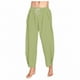 thumbnail image 1 of Pantalones largos para hombre, color liso, holgados, informales, con bolsillo, de lino, cintura elástica y cordón ajustable, de poliéster., 1 of 5