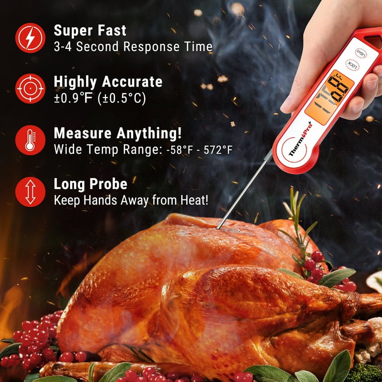 ThermoPro TP19HW Waterproof Meat Thermometer with Magnet, LED Display and  Stainless Steel Probe