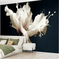 thumbnail image 2 of Peel and Stick Wallpaper White Hibiscus Flower Milk Splash Dark Modern Art Wall Mural Decor Self Adhesive and Removable 69in x 98in, 2 of 8