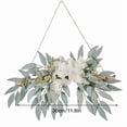 thumbnail image 2 of Artificial Flower Swag, 11.8in Eucalyptus Swags with White Flowers Handmade Greenery Hanging Decoration Swag for Wedding Arch Home Decor, Green, 210320XU03-7852-1500036402, 2 of 4
