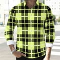 thumbnail image 6 of CLOISE Button up Shirt Men Big and Tall Collared Tops Plaid Long Sleeve Pullover Fall Fashion Outfits Mint Green XL, 6 of 8