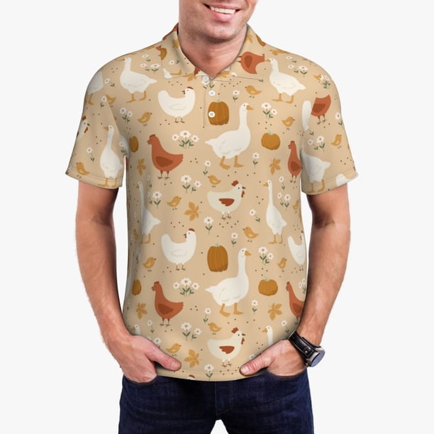 Fotbe Autumn and Thanksgiving Camiseta Polo de Golf para Hombre con Estampado – Camisa Deportiva Transpirable con Cuello Abotonado-4X-Large