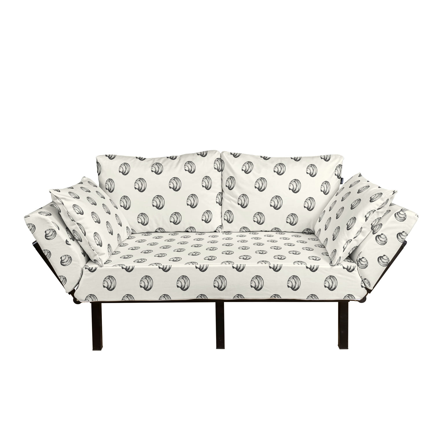 Classic Isolated Spring Garden Meadow Daisy Flowers Drawing on Plain Backdrop Ambesonne Floral Futon Couch Daybed with Metal Frame Upholstered Sofa for Living Dorm Loveseat White Beige Fawn