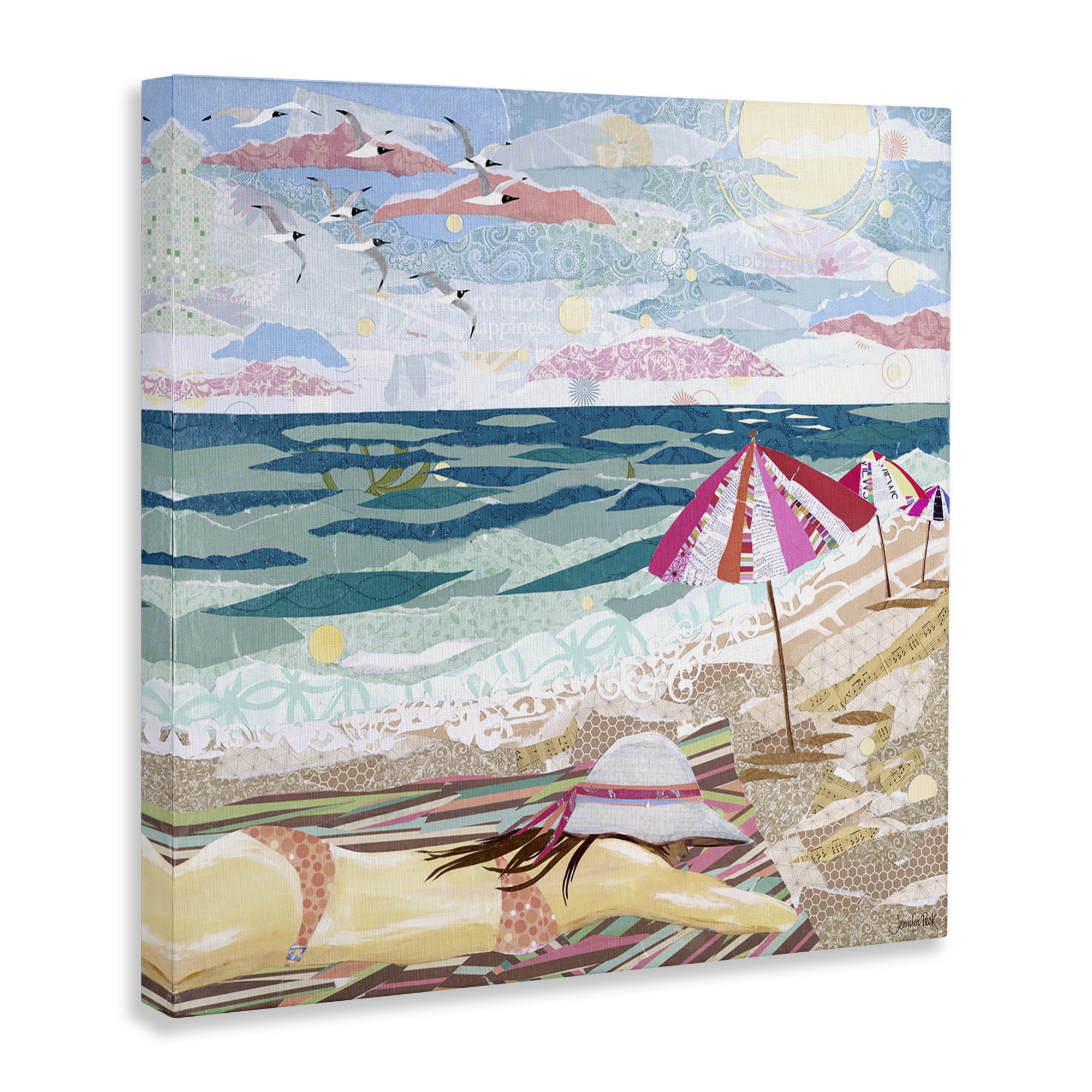 Stupell Industries My Happy Place Collaged Landscape Painting Gallery Wrapped Canvas Art Print Wall Art, 30 x 30