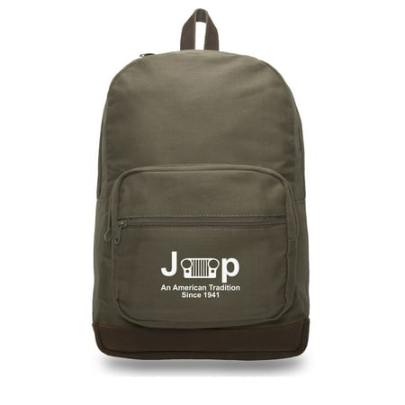 Jeep An American Tradition Canvas Teardrop Backpack with Leather Bottom (Best Size Backpack For Backpacking Europe)