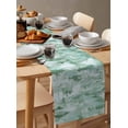 thumbnail image 6 of Ldtrchee Abstract Teal Green Table Runner 70 Inches, Modern Country Rustic Street Paint Art Bed Runner Dresser Scarves Tabletop for Indoor Outdoor Parties/Ceremony/Banquet, 13" x 70", 6 of 8