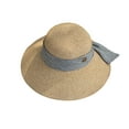 thumbnail image 5 of Ribbon Bowknot Decor Sun Hat Round Dome Folding Thin Anti-UV Women Big Brim Sunscreen Straw Hat Fashion Accessories, 5 of 7
