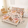 thumbnail image 2 of jejeloiu Floral Cat Pattern Queen Sheet Sets Kids,Pink Rustic Flower Bed Set,4pcs, 2 of 6