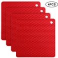 thumbnail image 2 of Juego de 4 salvamanteles de silicona resistentes al calor hasta 230 °C, antideslizantes y aptos para lavavajillas, con diseño de panal de abeja rojo, 2 of 5