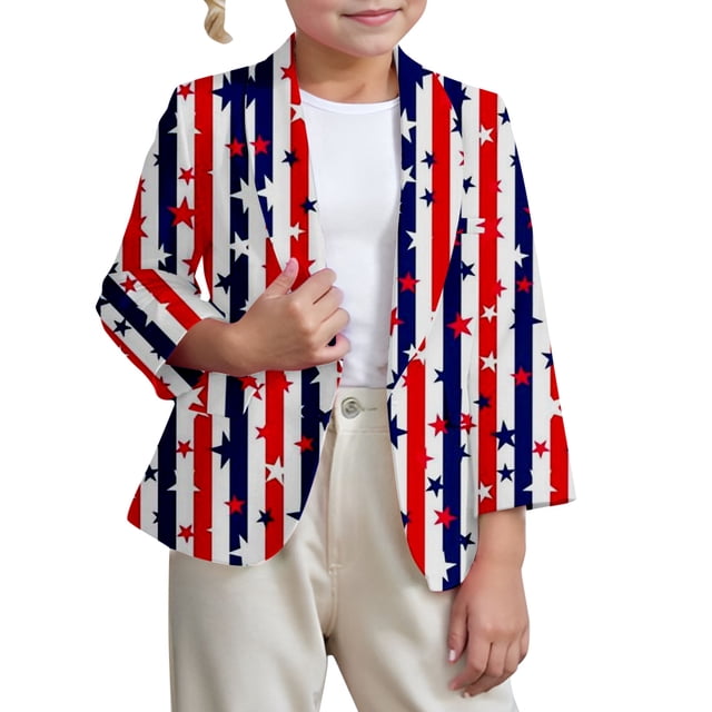Girls' Independence Day Printed Suit Jacket