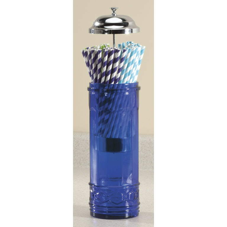 Depression Style Glassware Straw Dispenser, Cobalt Blue 