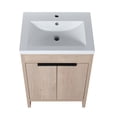 thumbnail image 5 of Freestanding Bathroom Vanity with White Resin Sink, Modern  Storage Cabinet with 2 Soft-Close Cabinet Doors, 24 Inch, Plain Light Oak+White, 5 of 9