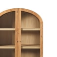 thumbnail image 4 of Walker Edison Modern Arched Bookshelf Glass Door Cabinet with Lower Drawers, English Oak, 4 of 13