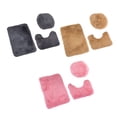 thumbnail image 4 of Billuyoard Alfombra de baño de felpa Premium de poliéster, 3 uds., aplicación amplia, costura fina, inodoro que no se desprende Juegos de accesorios de baño gris oscuro, 4 of 6