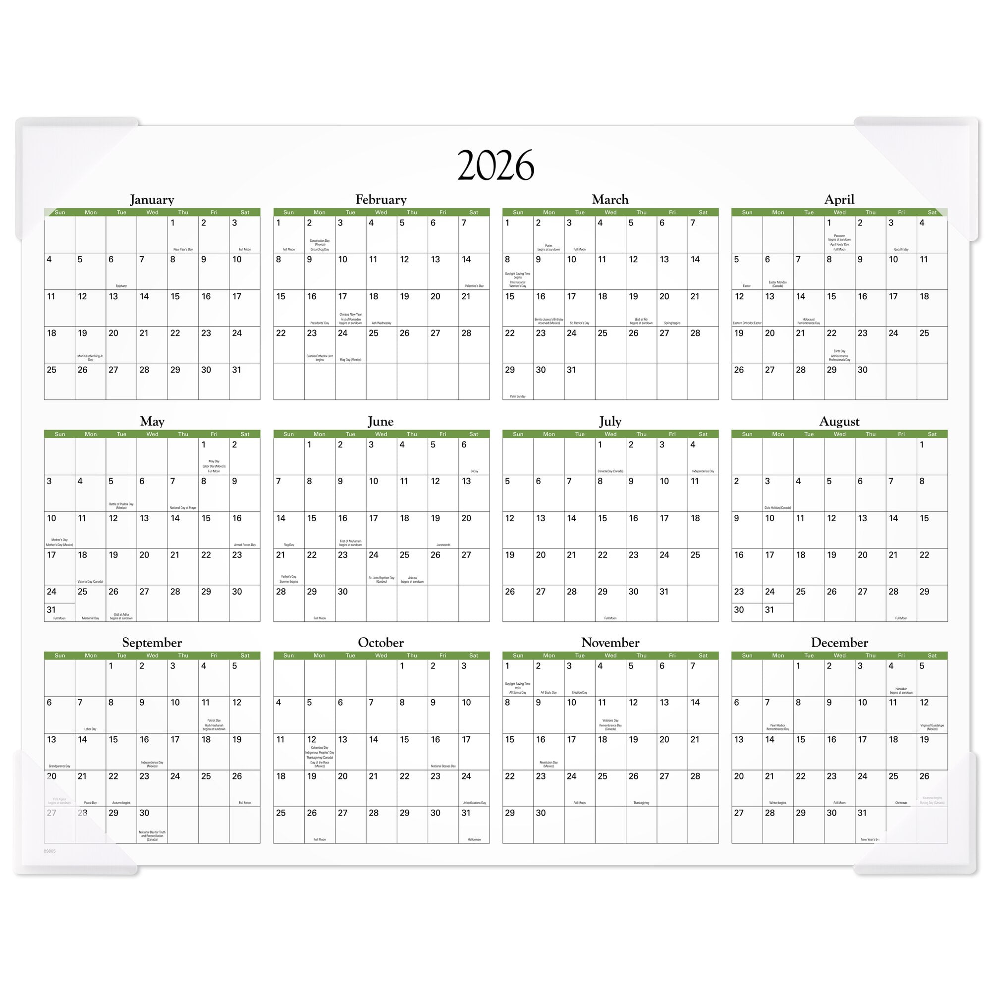 AT-A-GLANCE 2026 Panoramic Floral Monthly Desk Pad Standard 21 34 x 17 - Desk