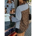 thumbnail image 4 of Women'S Striped Leopard Print Long Sleeve Blouses Cheetah Button Down Collared Shirts Blue M, 4 of 7