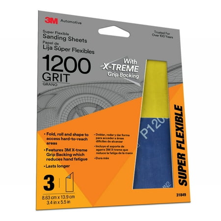 

3M Super Flexible Sanding Sheets 31849 1200 Grit 3 pack 20 packs per case