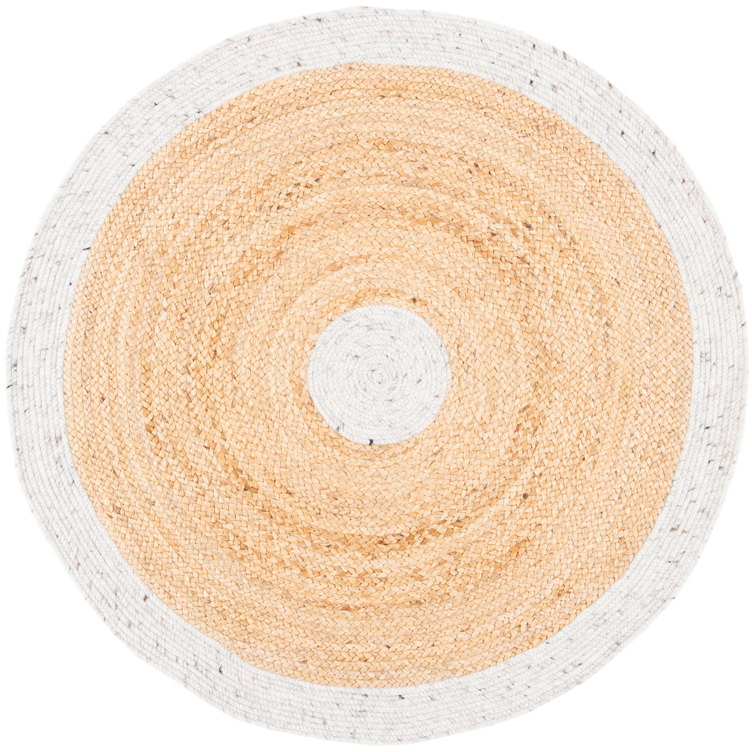 SAFAVIEH Braided Carina Bordered Reversible Area Rug, Light Gray/Natural, 5' x 5' Round