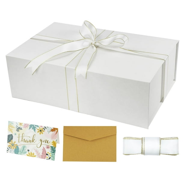 Caja de Regalo YINUOYOUJIA Grande Blanca 35x23x11 cm con Tapa Magnética