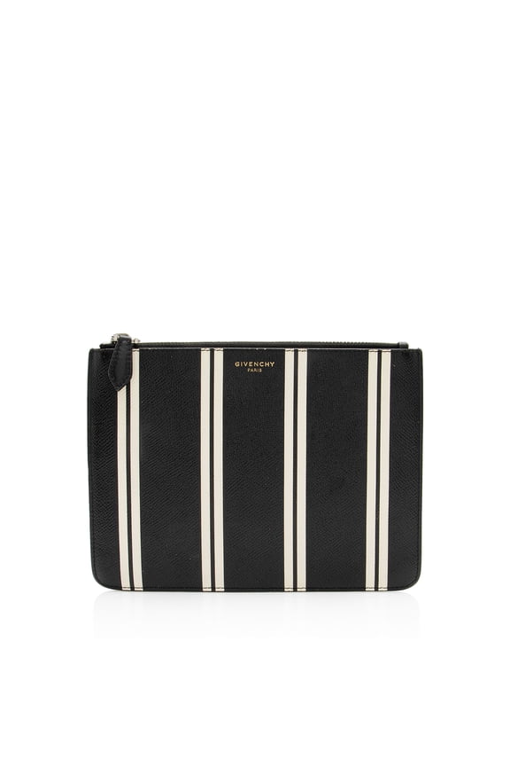 Pre-Owned Givenchy Calfskin Striped Zip Pouch