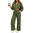 thumbnail image 2 of Brnmyaeo Sweatsuits for Women Long Sleeve Zip Up Crop Hooded Jacket Wide Leg Sweatpants Set 2026 Fall Fleece Lined 2 Piece Tracksuit Sets, 2 of 8