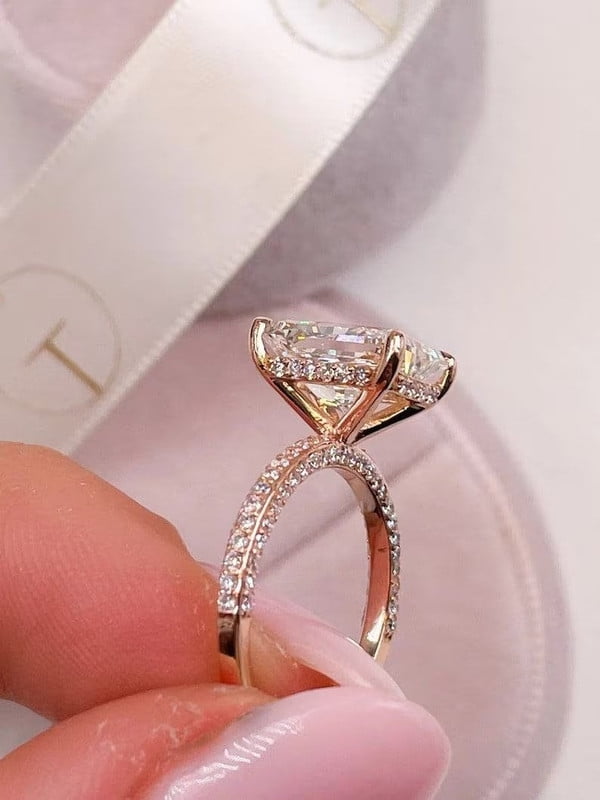 3.51 CT Radiant Cut Moissanite Anniversary Ring 14K Yellow Gold Engagement Ring Anniversary Gift Solitaire Diamond Ring Wedding Promise Ring
