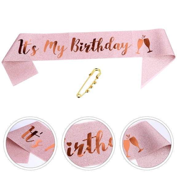 LOLIPPYY 1Pc Golden Birthday Sash Glitter Cloth Shoulder Band Party Favor for Memorable Events