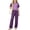 Purple, variant on SGFCWSX Girls 2 Piece Outfits Raglan Sleeve Color Block Short Sleeve T-Shirt Wide Leg Pants Summer Casual Clothes Set Light Blue Size 8