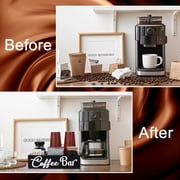 Topekada Coffee Bar Organizer and Vintage Signs, Wood Coffee Station Accessories with Removable Dividers, 4 Compartments Coffee Bar Organizer for Countertop Caddy, Fit Pods Condiment Syrup Tea Cups
