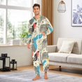 thumbnail image 6 of FORMRS Onesies Pajama for Adults Unisex Hoodie Winter Jumpsuit One Piece Sleepwear, Sizes S-2XL, Blue Retro Print, 6 of 7