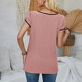 thumbnail image 7 of Tawop T Shirts for Women Womens T Shirts Round Neck Solid Loose Patchwork Panel Pink Xxl(Us:12), 7 of 7