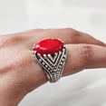 thumbnail image 5 of Coral Mans Ring, Natural Red Coral Ring, Unisex Ring, Silver Jewelry, 925 Silver Ring, Birthday Gift, Heavy Mens Ring, Arabic Design, Ottoman Style Ring, Christmas, Turkey Mens Signet Ring, 5 of 7