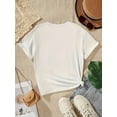 thumbnail image 2 of Camiseta informal de manga corta para niña - DISFRUTA DE LAS PEQUEÑAS COSAS - Estampado gráfico con caras alegres, cuello redondo suave y elástico, camiseta blanca lavable a máquina para uso informa, 2 of 6