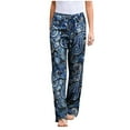 thumbnail image 1 of Pantalon Long à Bandage pour Femmes, Été, Décontracté, Ample, Imprimé, 1 of 7
