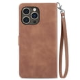 thumbnail image 3 of SYITOOCK Phone Case for iPhone 14 Pro Max, Shockproof PU Leather Wallet Case with Card Slots Anti-Scratch Stand Magnetic Flip Zipper Pocket Cover for iPhone 14 Pro Max, Brown, 3 of 7