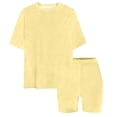 thumbnail image 2 of GiLiling Girls Short Sets Two Piece Outfits Summer Short Sleeve Soft T-Shirt and Lightweight Slim Shorts Comfy Sweatsuit (Light Yellow, 1-2 Years), 2 of 6