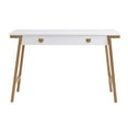 thumbnail image 6 of Leick Home Empiria Wood and Metal Computer Desk with Keyboard Drawer, White/Gold, 6 of 15