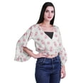 thumbnail image 3 of Moomaya Printed Womens Crop Top Wrap Style Top Wear Ruffle Long Sleeve Casual Summer Blouse, 3 of 6