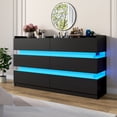thumbnail image 7 of Blotout 6 Drawer Dresser with 60000-color LED Lights & Power Outlet, 59'' Long Modern Chest of Drawers for Closet, Handle Free Minimalist Dresser for Bedroom, Living Room, Entryway, Hallway, 7 of 7
