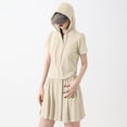 thumbnail image 2 of Jinhomg 2 Piece Outfits for Women Casual Short Sleeve Drawstring Hoodies with Flowy Pleated Shorts 2025 Trendy Teen Girl Going Out Wear Beige M, 2 of 6