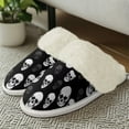 thumbnail image 4 of Chririnla Plush Slippers for Women Indoor Warm Novelty House Shoes Black Gothic Skull Winter Home Slippers with Fur Edges, 4 of 7