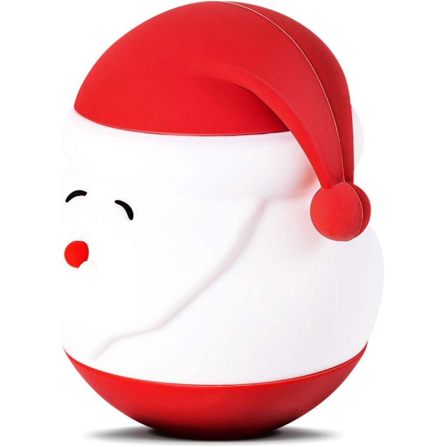 Luz Nocturna de Papá Noel para Niños Linda Lámpara Navideña para Guardería Regalo Kawaii Protección para los Ojos de Silicona Lámpara de Noche portátil para Dormitorio, Blanco Rojo Verde RV011031-01486SDJ