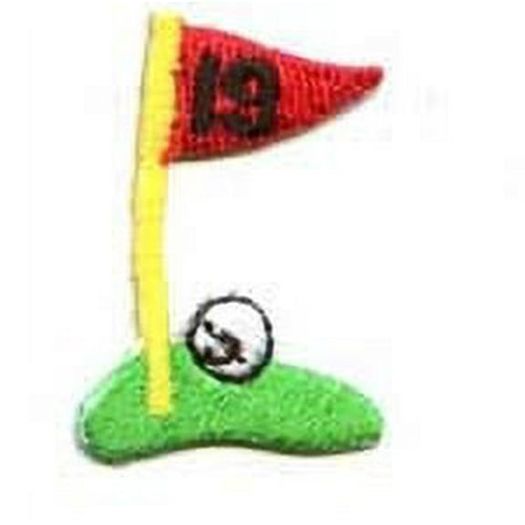 Small/Mini - 19th Hole - Golf Flag on Green - Iron on Applique/Embroidered Patch