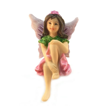 GlitZGlam Emma the Sitting Garden Fairy – a Miniature Fairy Statue for Your Fairy