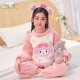 thumbnail image 4 of Pijamas de Anime Sanrios Kuromi Cinnamoroll My Melody para niños, Pochacco Kawaii, terciopelo Coral lindo, ropa de casa gruesa para niños y niñas, Invierno, 4 of 4
