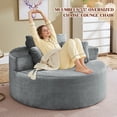 thumbnail image 3 of Muumblus Oversized Round Lounge Chaise Chair Indoor,Boneless Cloud Couch with 3 Pillows, No Assembly Required, Modern Accent Chair for Living Room, Gray Chenille, 3 of 12