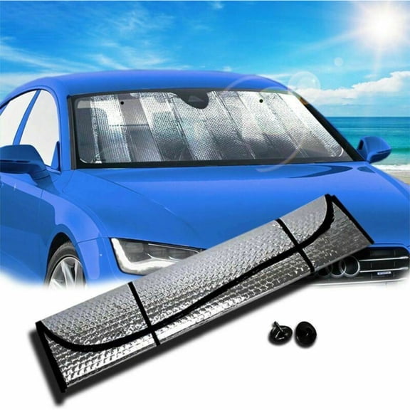 LNKOO Windshield Sun Shade for Car Silver UV Reflector Auto Front Window Sunshade Visor Shield Cover and Keep Your Vehicle Cool(53"x 21"